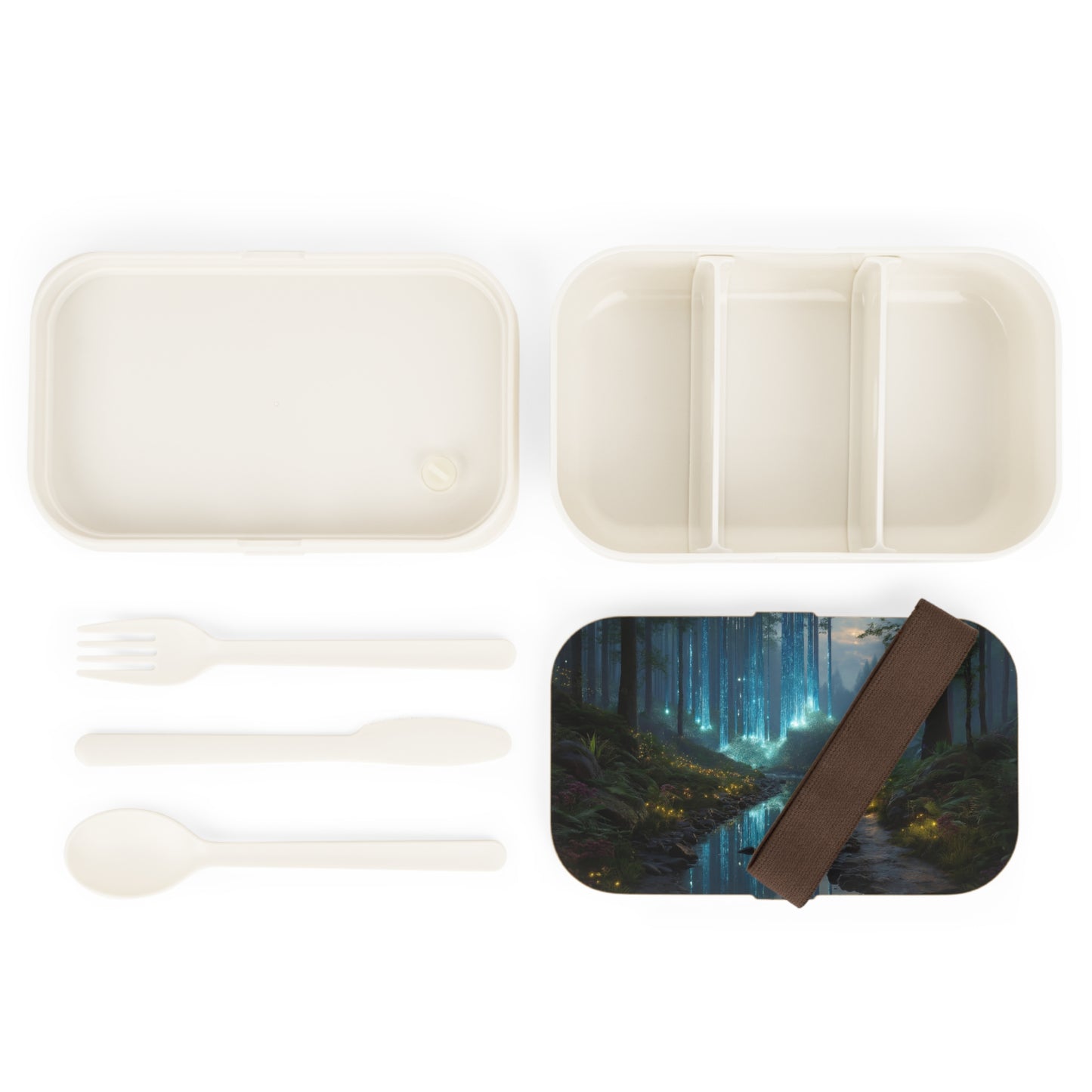 Celestial Stream Bento Lunch Box – Azure Light Through Whispering Woods