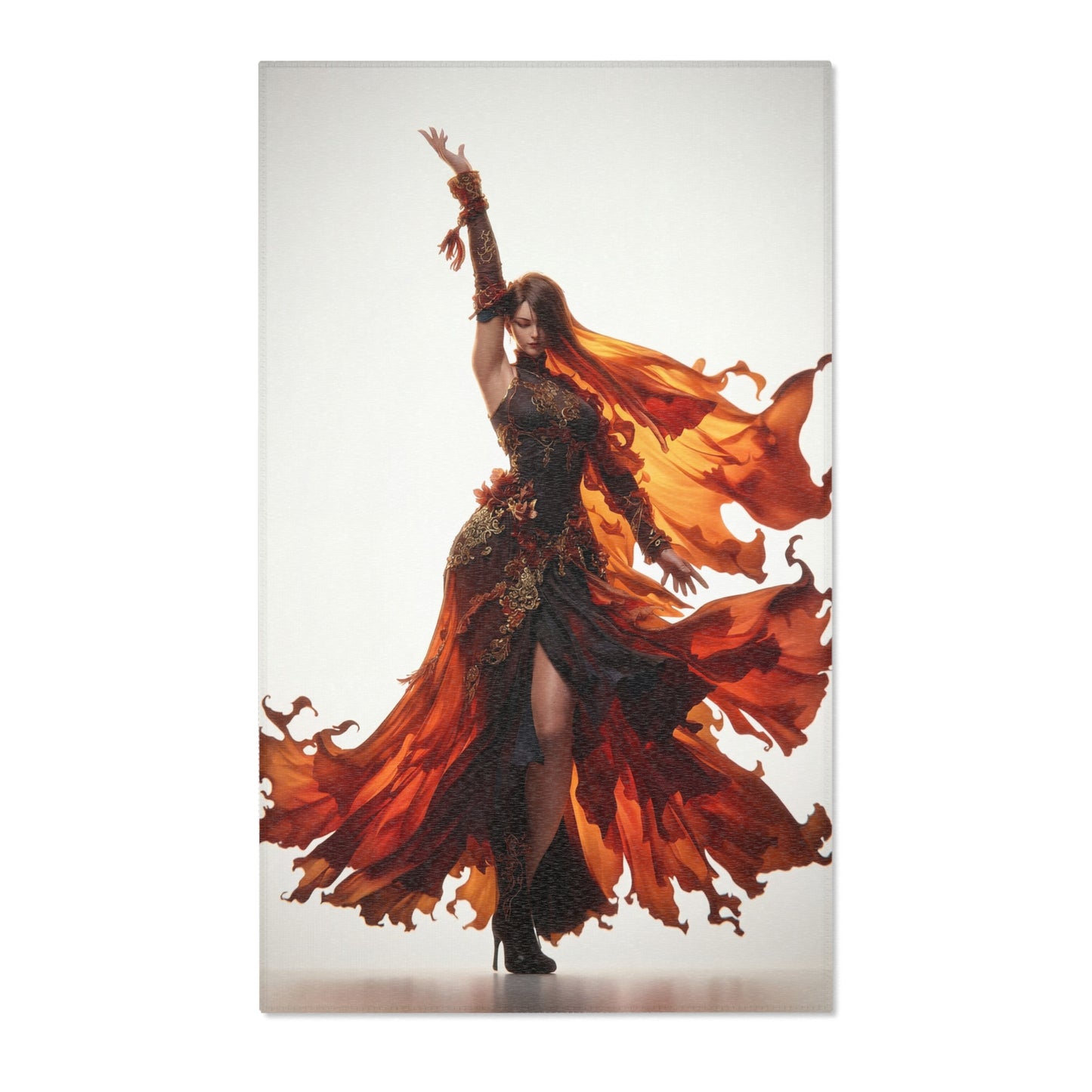 Phoenix Dancer Area Rug – Crimson Ember Waltz