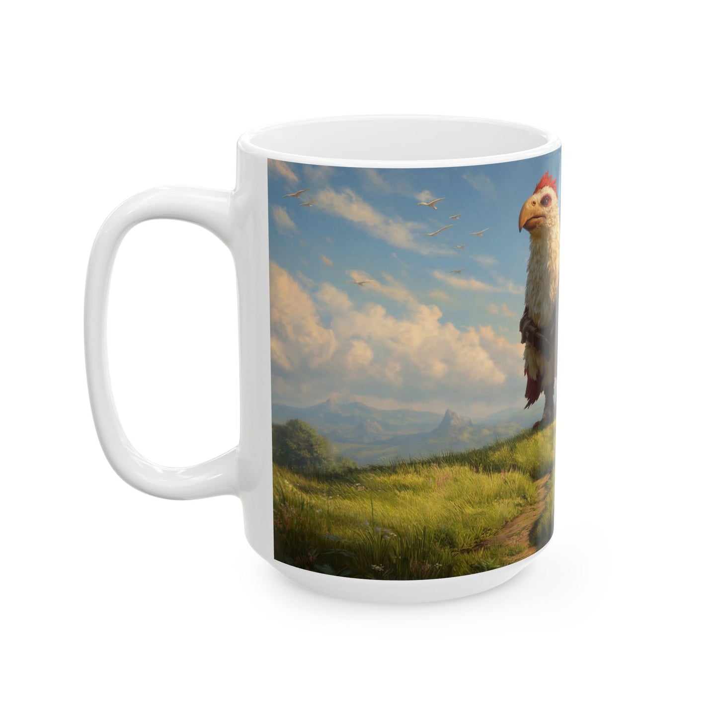 Skybound Sentinel Ceramic Mug, (11oz, 15oz) – White Eagle with Red Crest