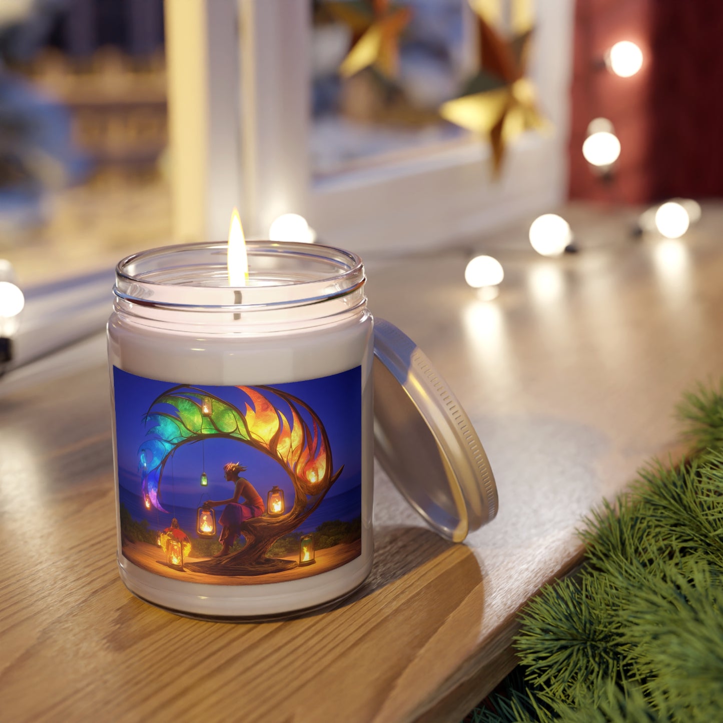 Rainbow Phoenix Lantern Scented Soy Candles with White Lid, 9oz – Sunset Sanctuary Glow