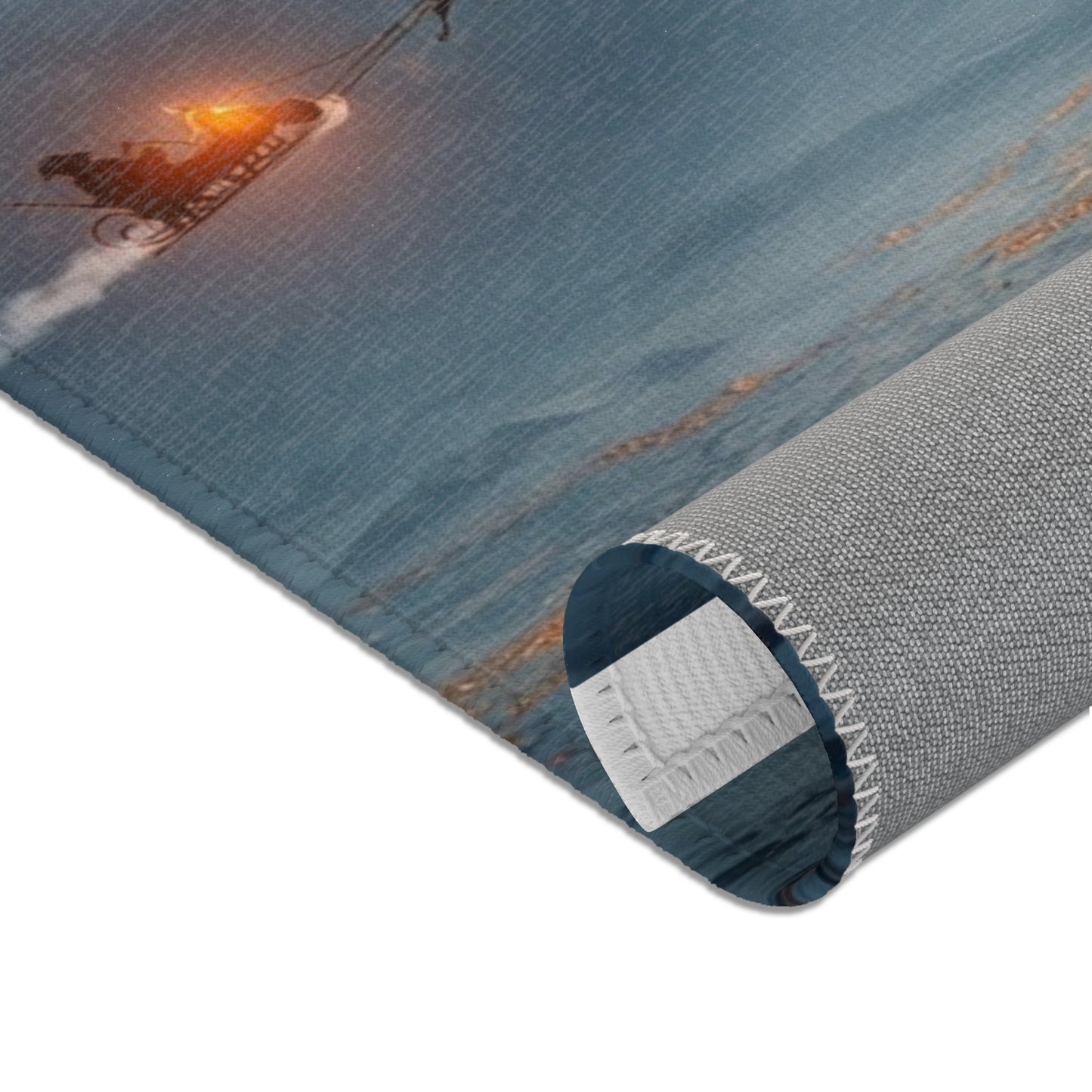 Midnight Sleigh Ride Area Rug – Frostbound City Beneath the Full Moon