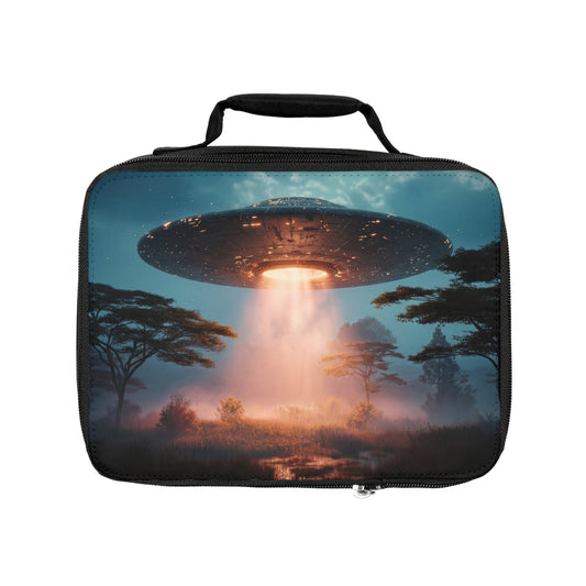 UFO Over Savannah Lunch Bag – Celestial Beam Through Misty Canopy