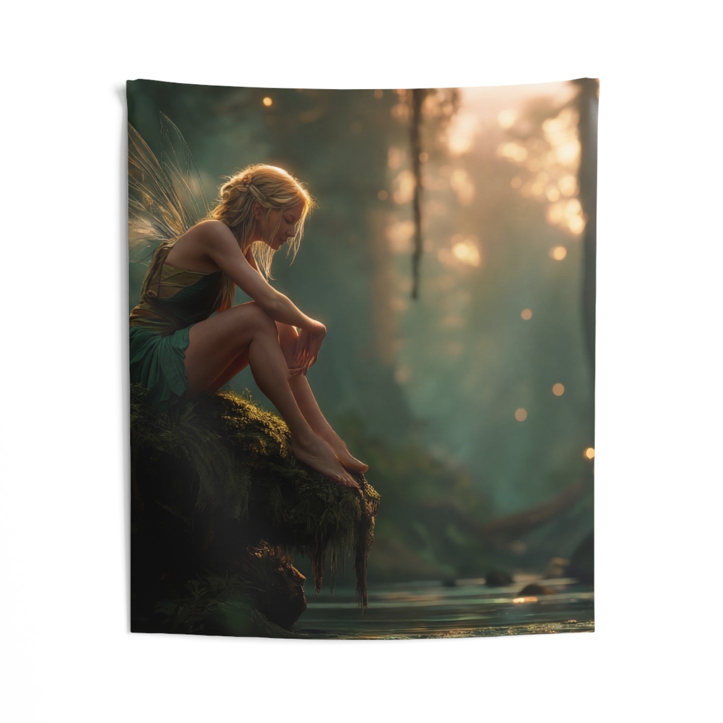 Sunlit Forest Fairy Indoor Wall Tapestries – Golden Hour Sanctuary