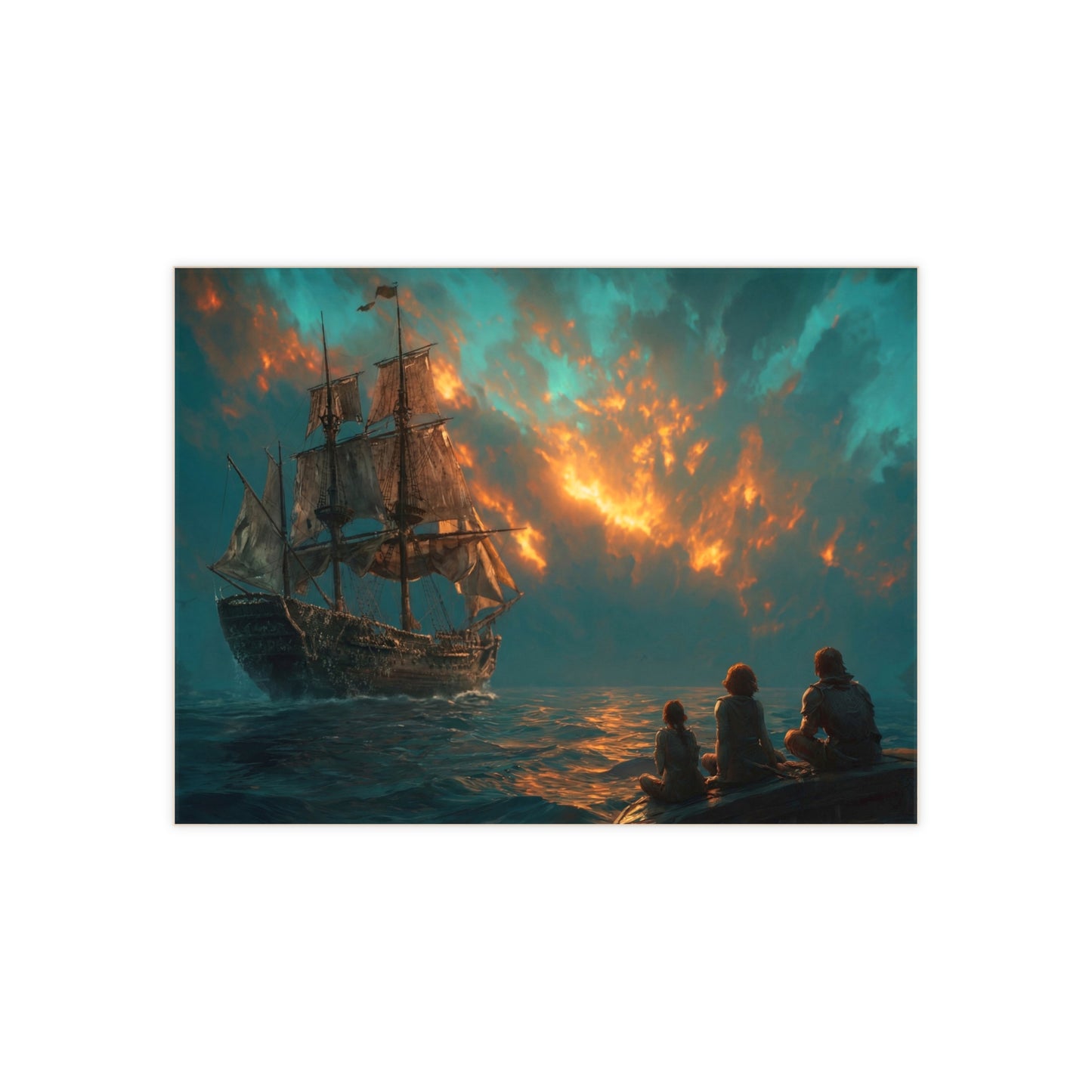 Sunset Sailors Ceramic Photo Tile – Whispers of the Distant Horizon