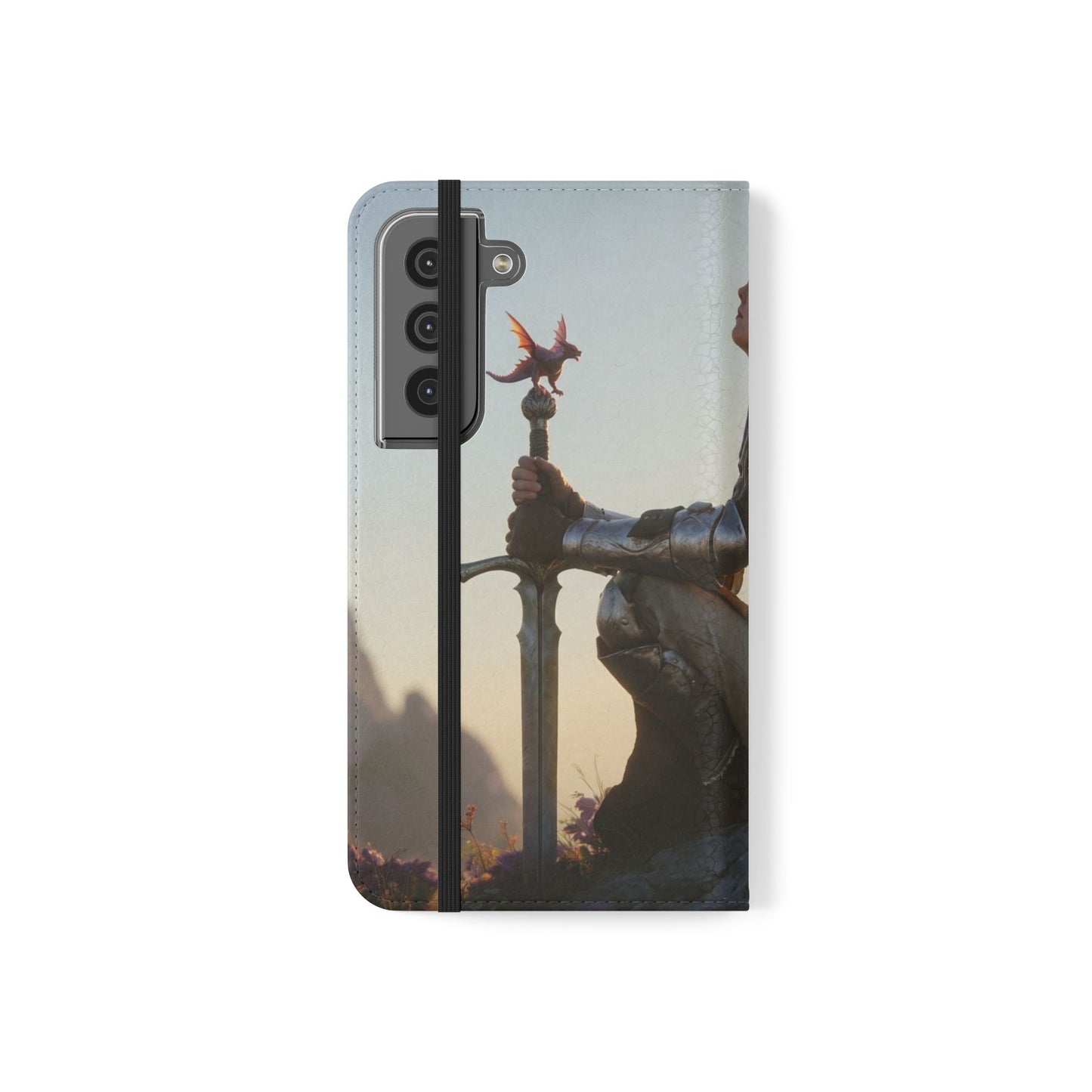 Dragon Knight Flip Cases – Sunlit Sentinel with Mini Drake and Sword