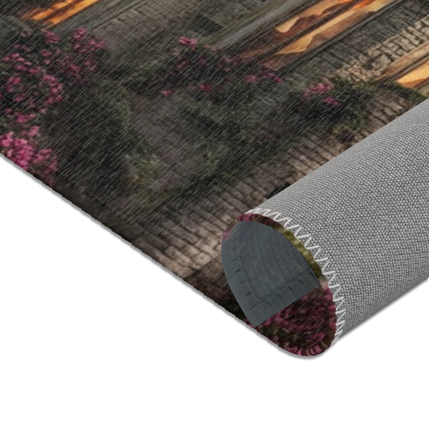 Crimson Rose Castle Area Rugs – Whispers of the Forgotten Keep