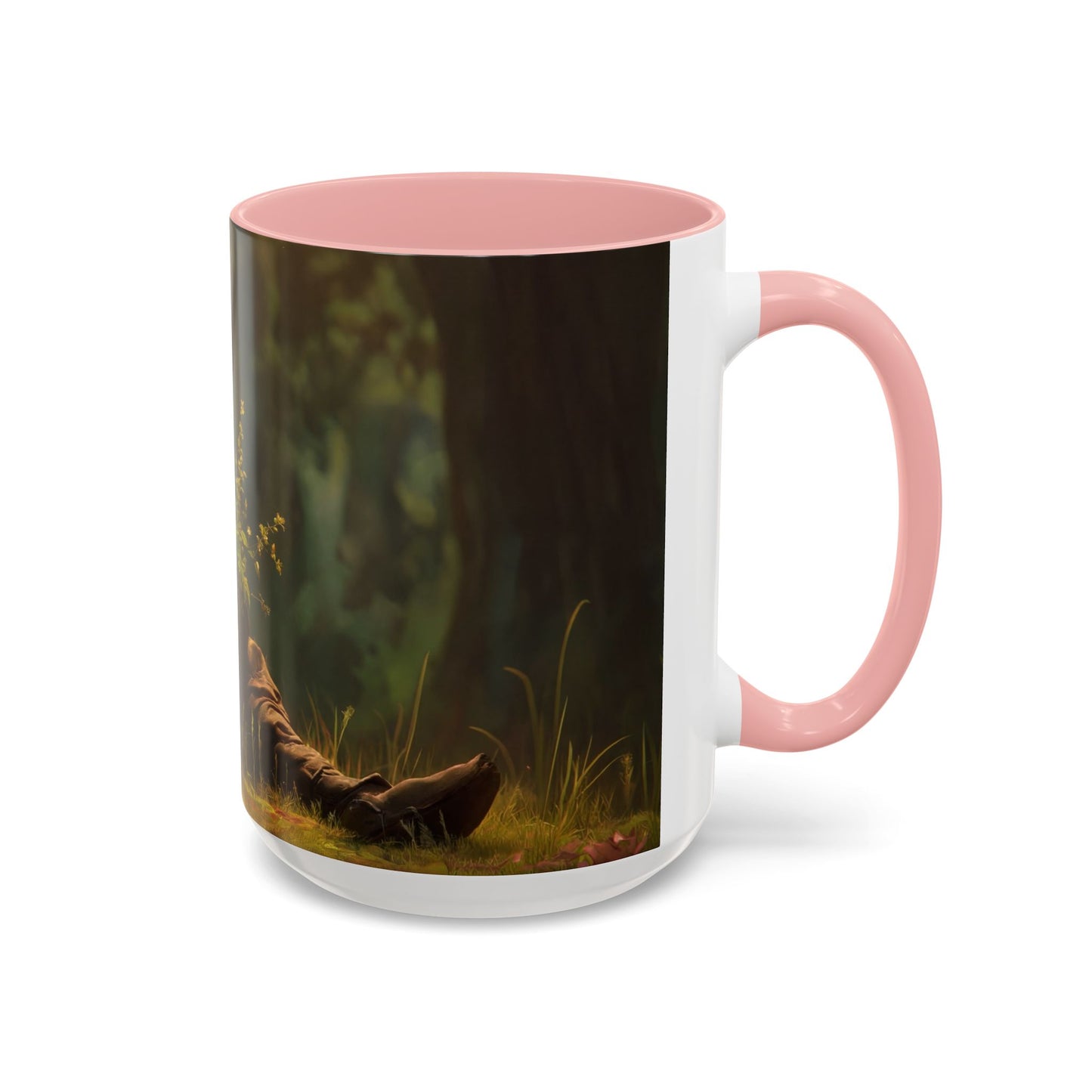 Forest Sentinel Accent Coffee Mug (11, 15oz) – Luminescent Guardian in Dappled Light