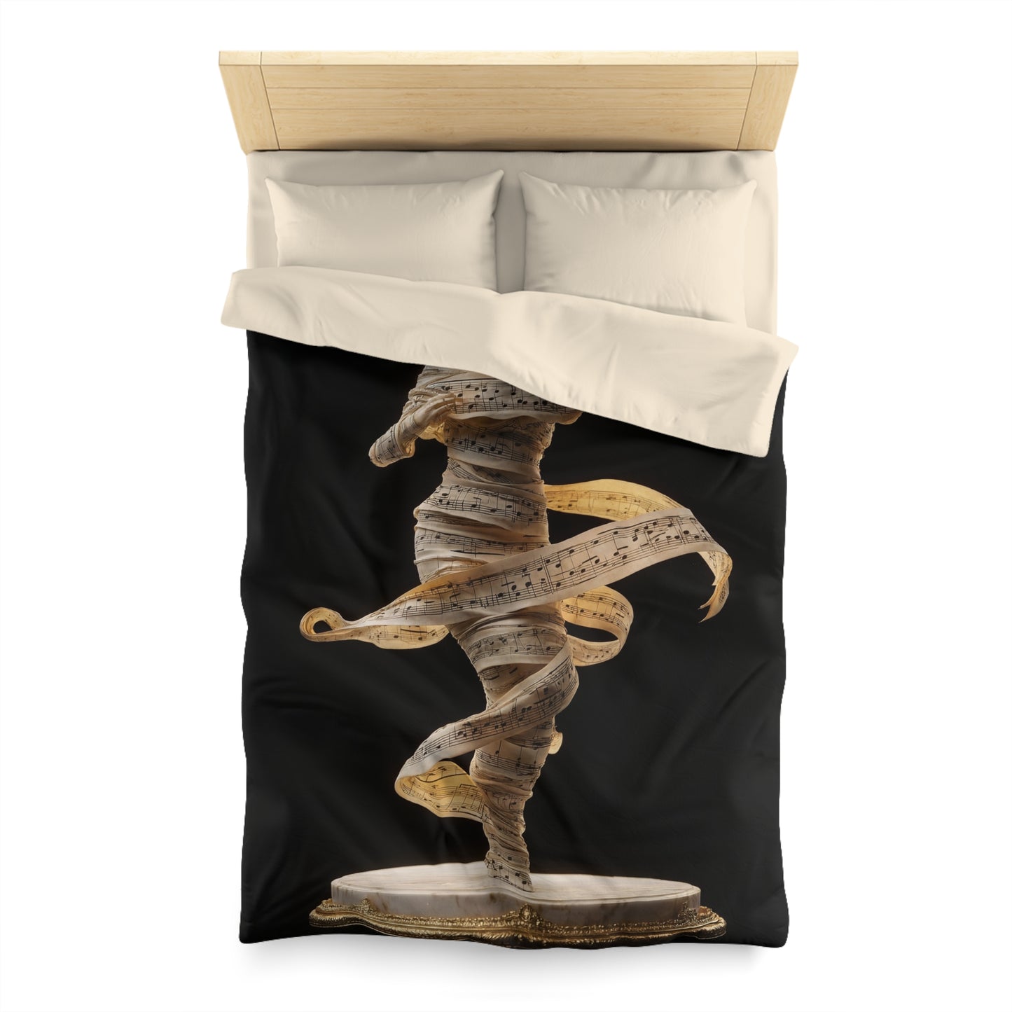 Melodic Muse Microfiber Duvet Cover – Whirling Symphony in Golden Light