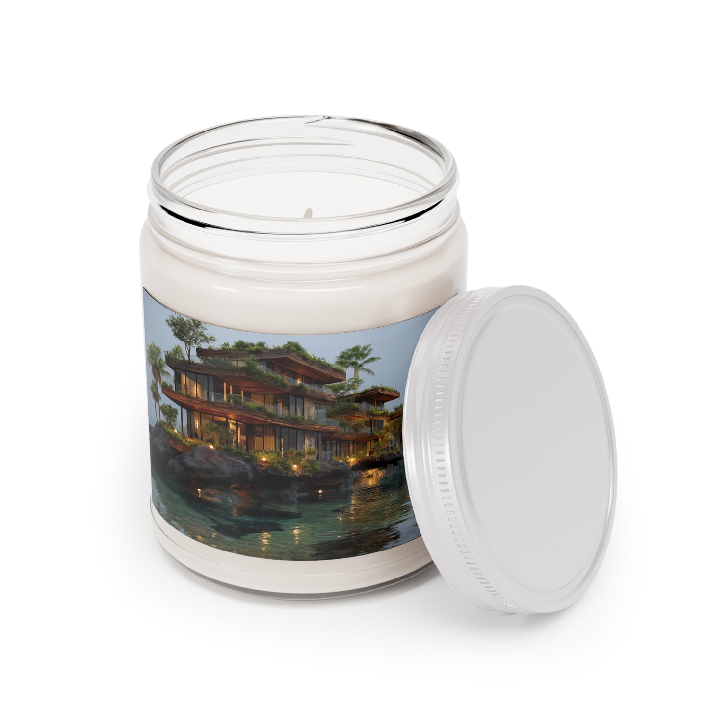 Oceanfront Jungle Retreat Scented Soy Candles with White Lid, 9oz – Luminous Island Sanctuary