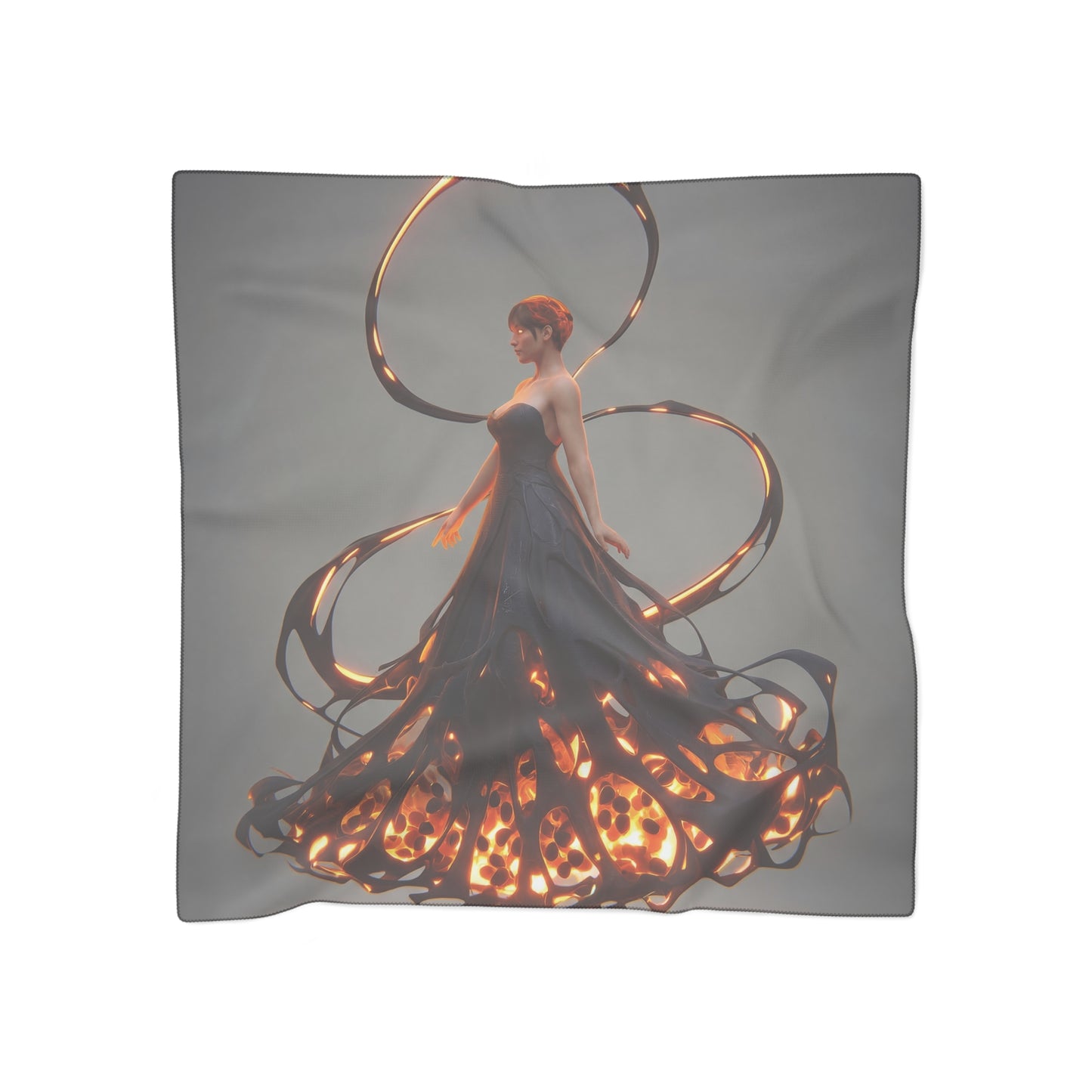 Luminescent Veil Poly Scarf – Floating Flame Dress Design