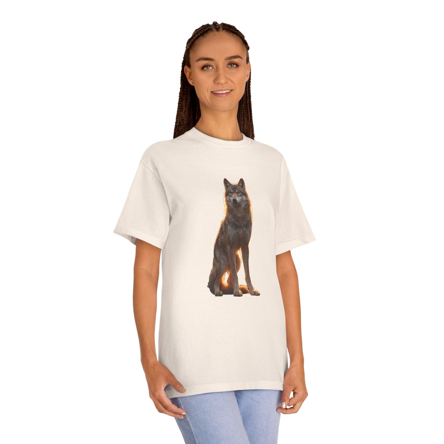 Guardian Wolf Classic Tee – Golden Hour Sentinel Portrait