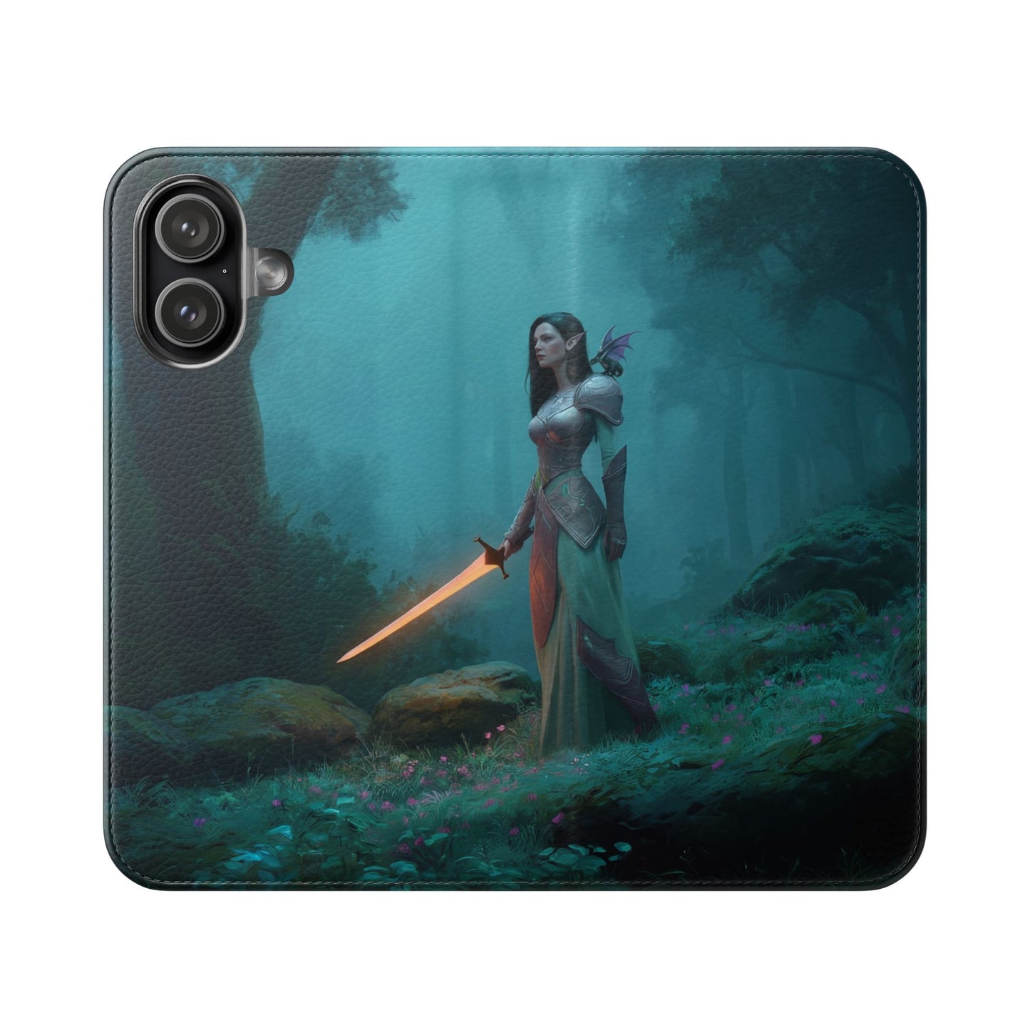 Forest Guardian Flip Cases – Elven Sentinel with Glowing Blade