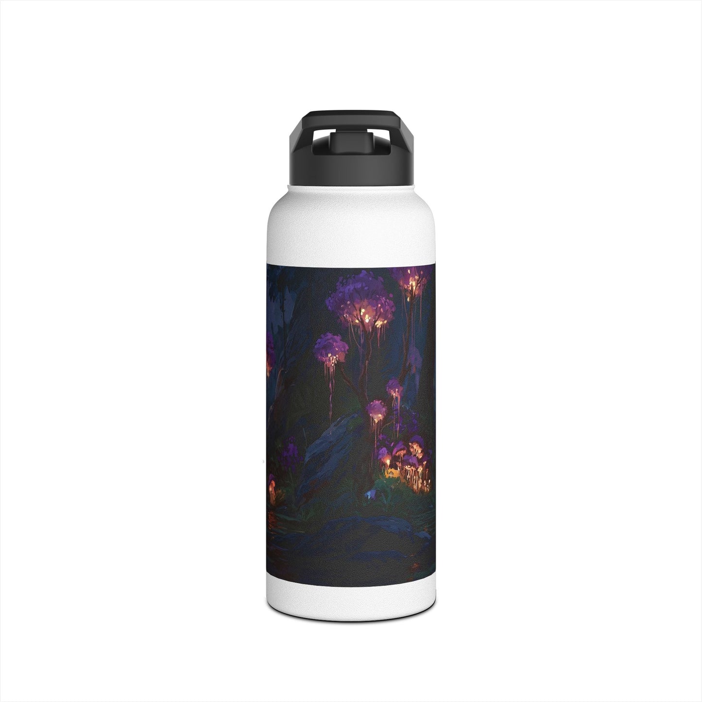 Bioluminescent Grove Stainless Steel Water Bottle – Twilight’s Whispering River