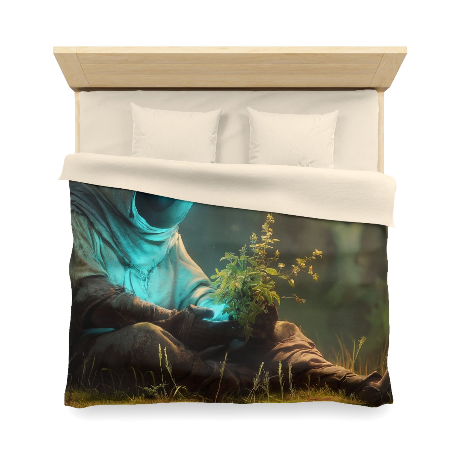 Forest Sentinel Microfiber Duvet Cover – Glowing Eye in the Twilight Grove