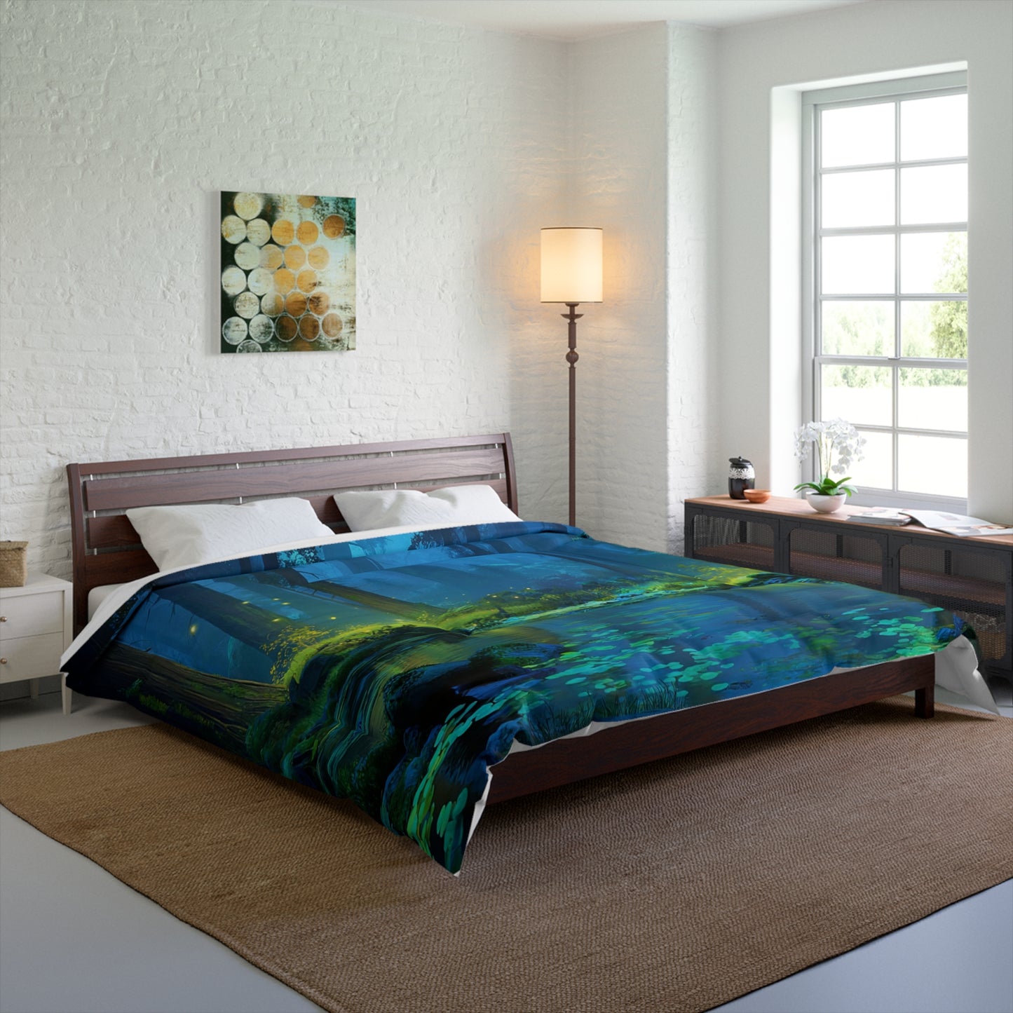 Whispering Woods Comforter – Bioluminescent Creek Dreamscape