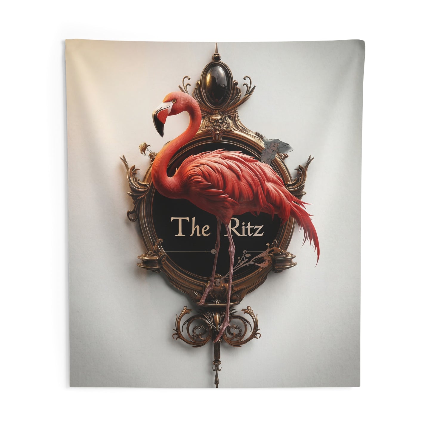 Flamingo Clock Wall Tapestry – The Ritz Elegance in Crimson