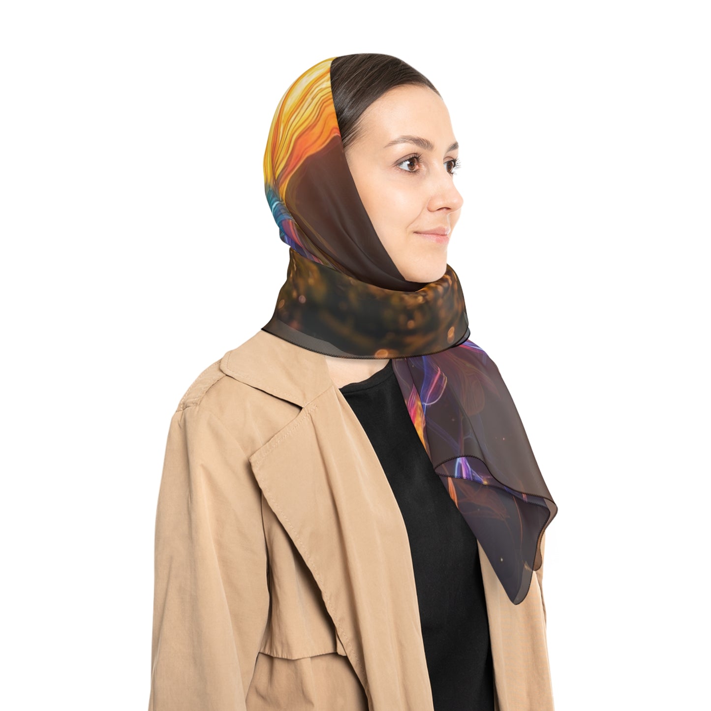 Chromatic Stag Poly Scarf – Aurora Forest Dreamscape