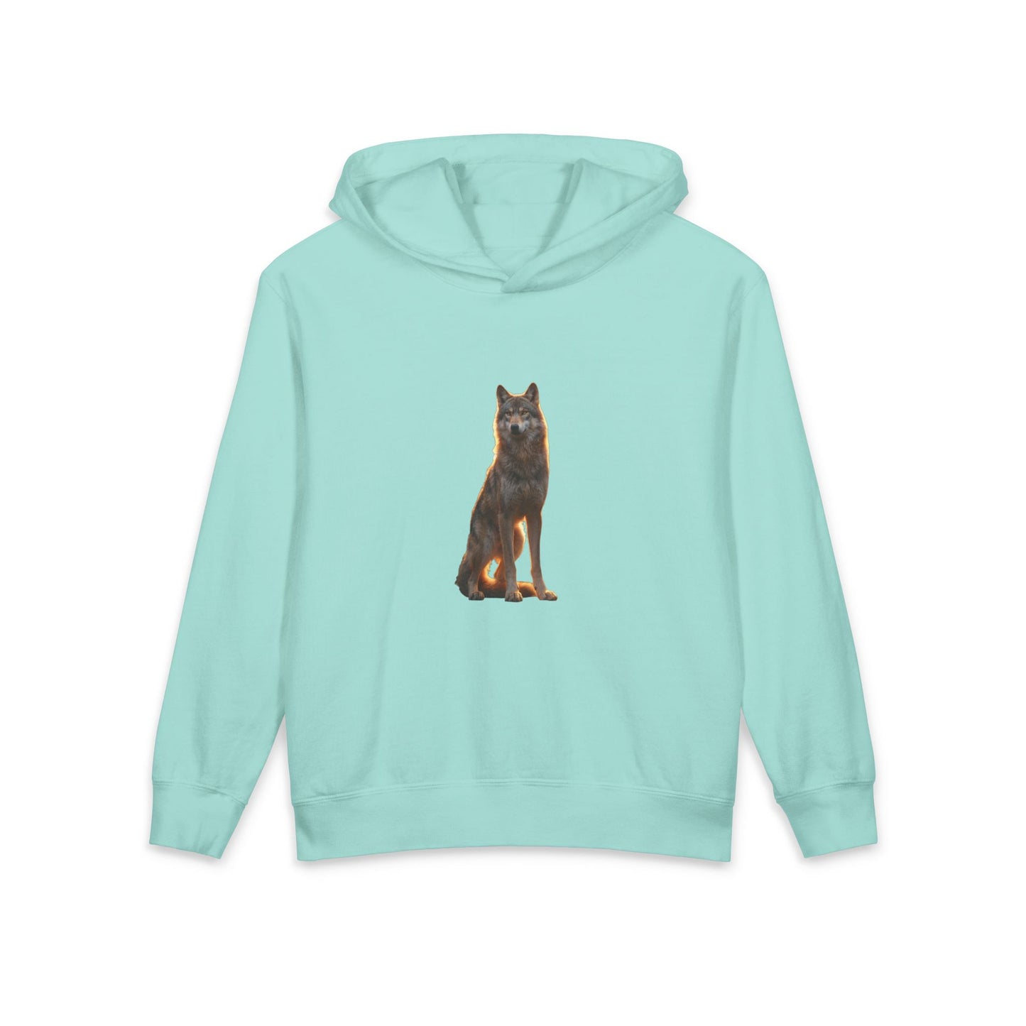 Golden Hour Wolf Youth Hoodie – Sunlit Sentinel Graphic Sweatshirt