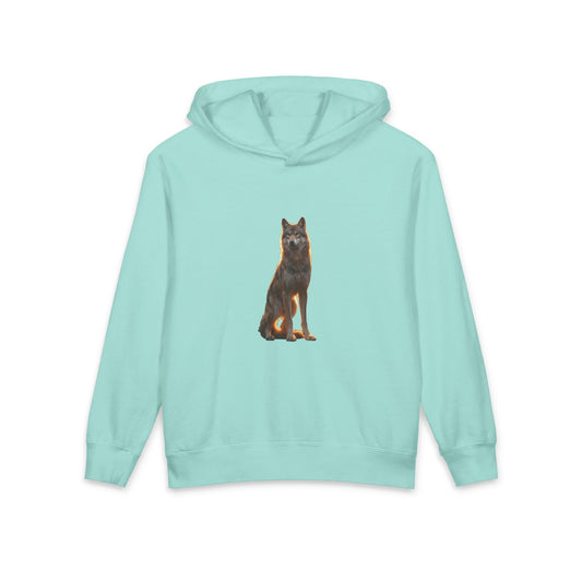 Golden Hour Wolf Youth Hoodie – Sunlit Sentinel Graphic Sweatshirt