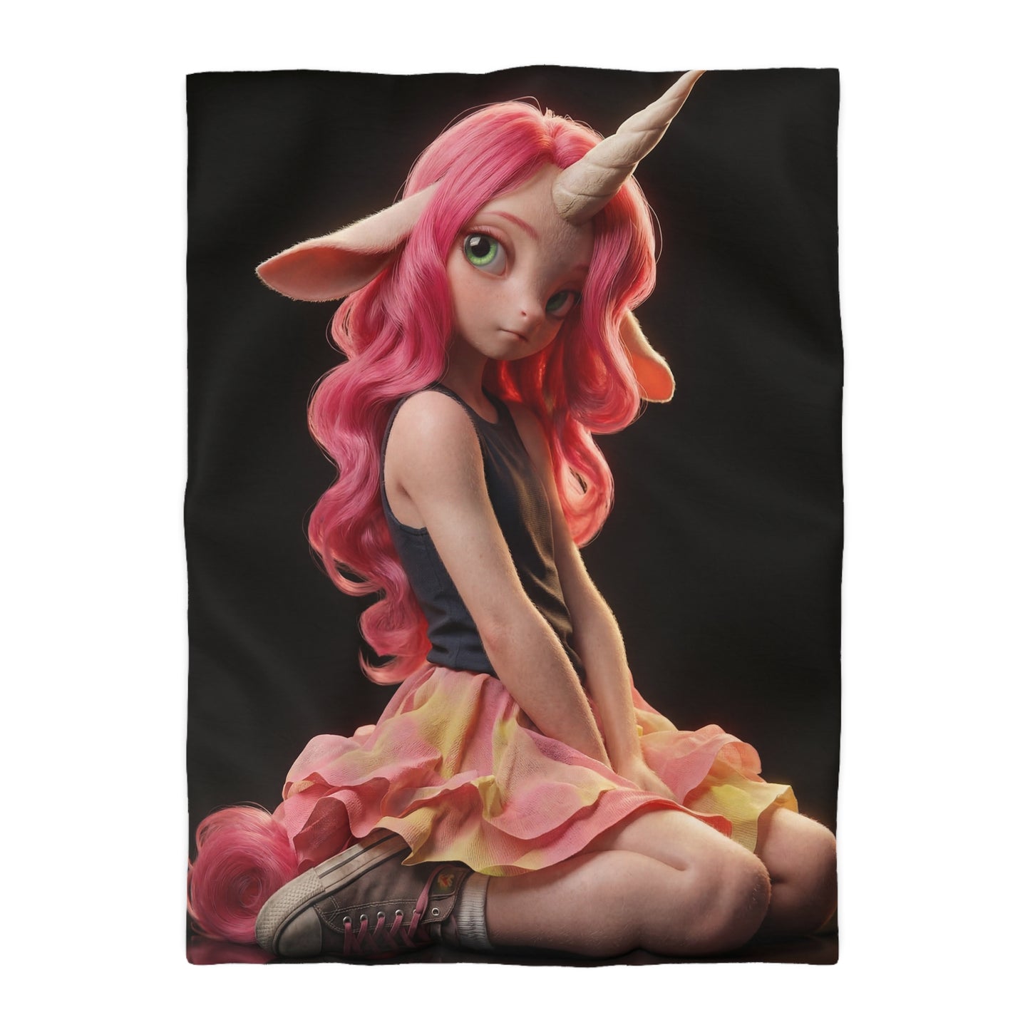 Pink Unicorn Girl Microfiber Duvet Cover – Soft Glow in Your Sleep Sanctuary