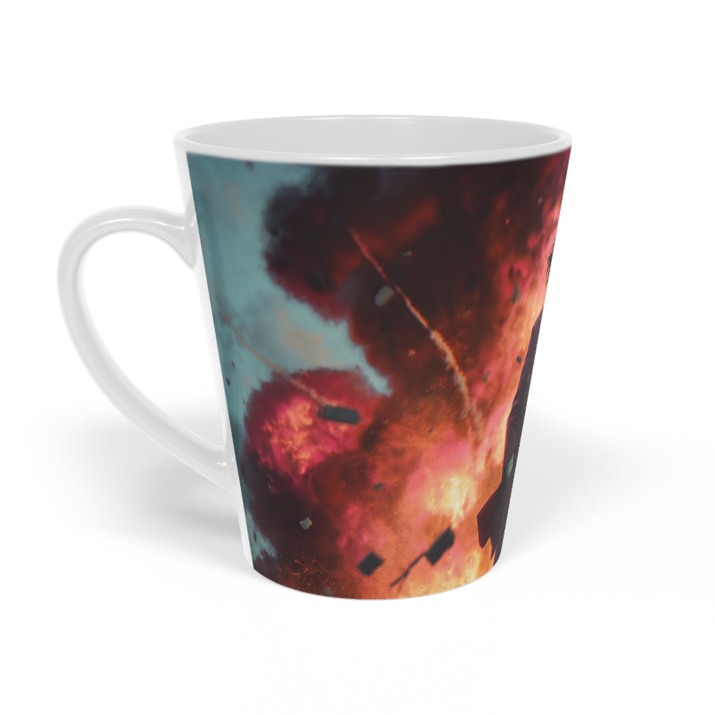 Explosive Goggles Latte Mug, 12oz – Crimson Sky Conflagration