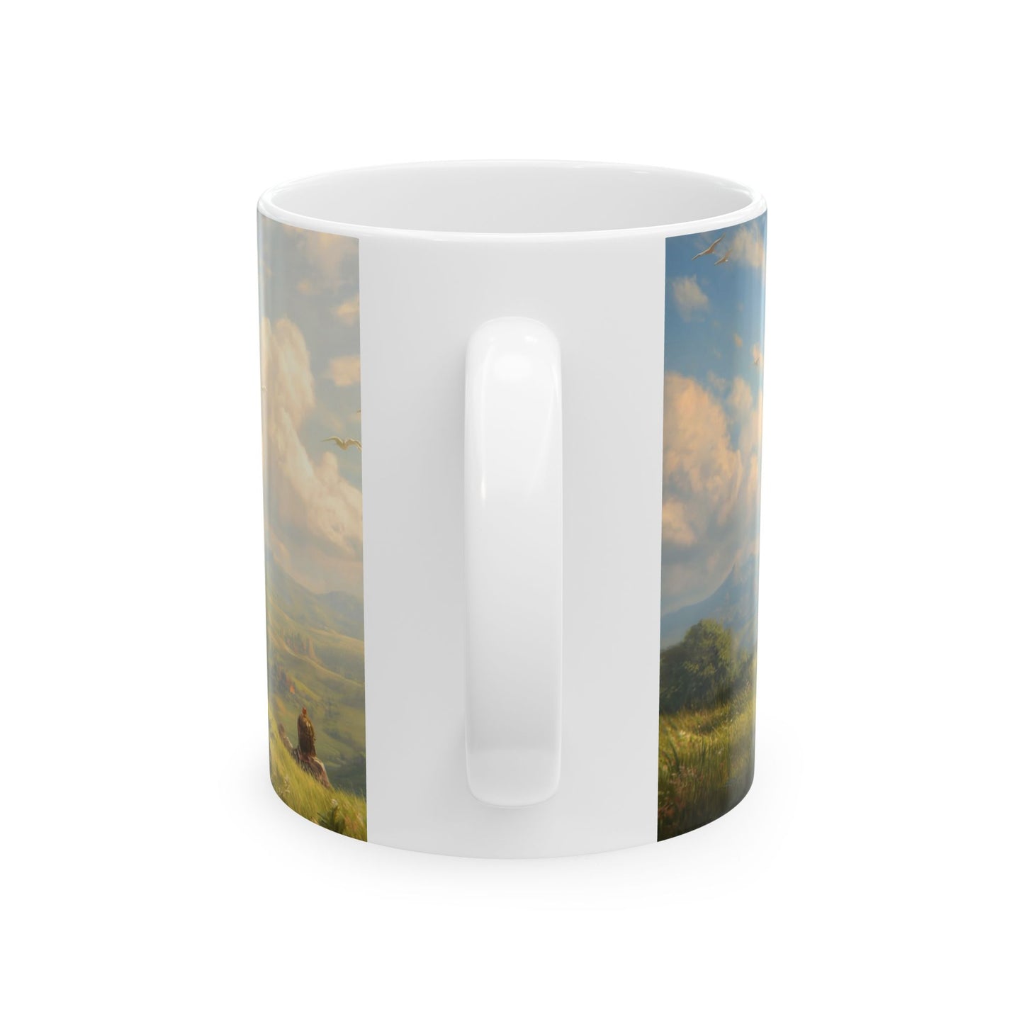 Skybound Sentinel Ceramic Mug, (11oz, 15oz) – White Eagle with Red Crest