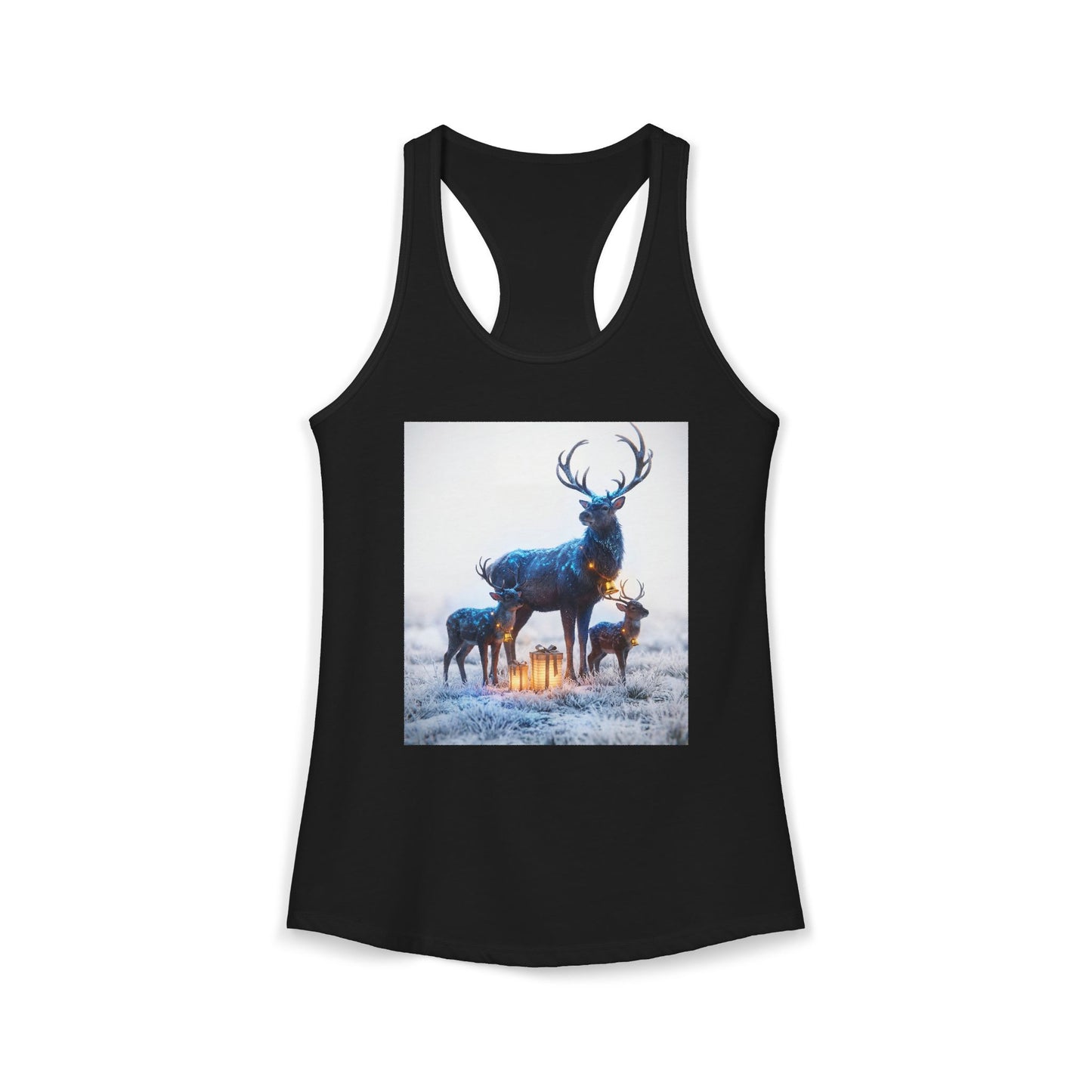Starlight Stag Trio Women's Ideal Racerback Tank – Frost-Lit Winter Guardians