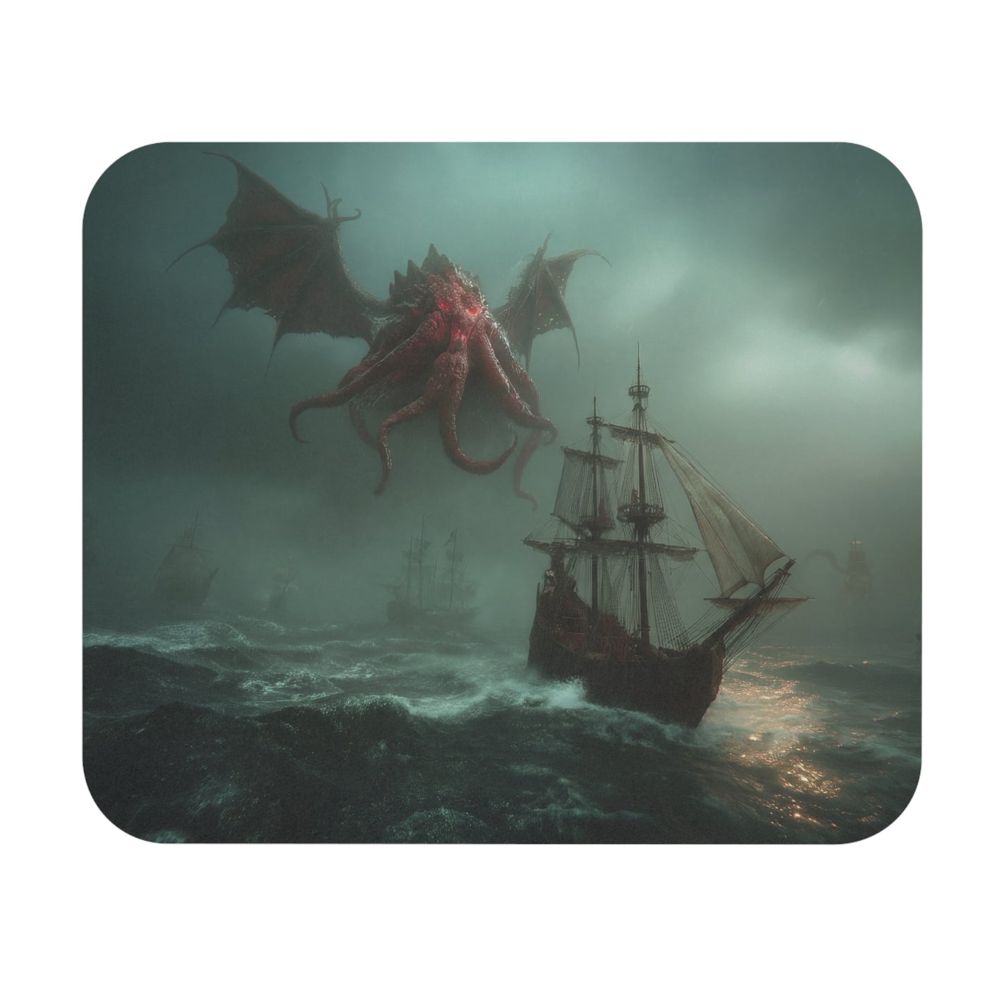 Leviathan’s Roar Mouse Pad – Storm-Swept Seascape with Winged Horror