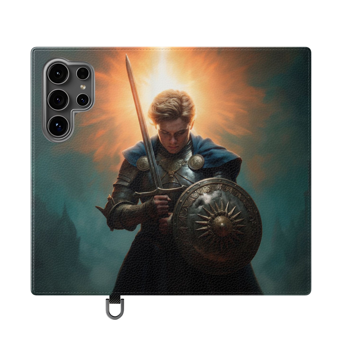 Dawn-Forged Knight Flip Cases – Radiant Armor Against Misty Skies