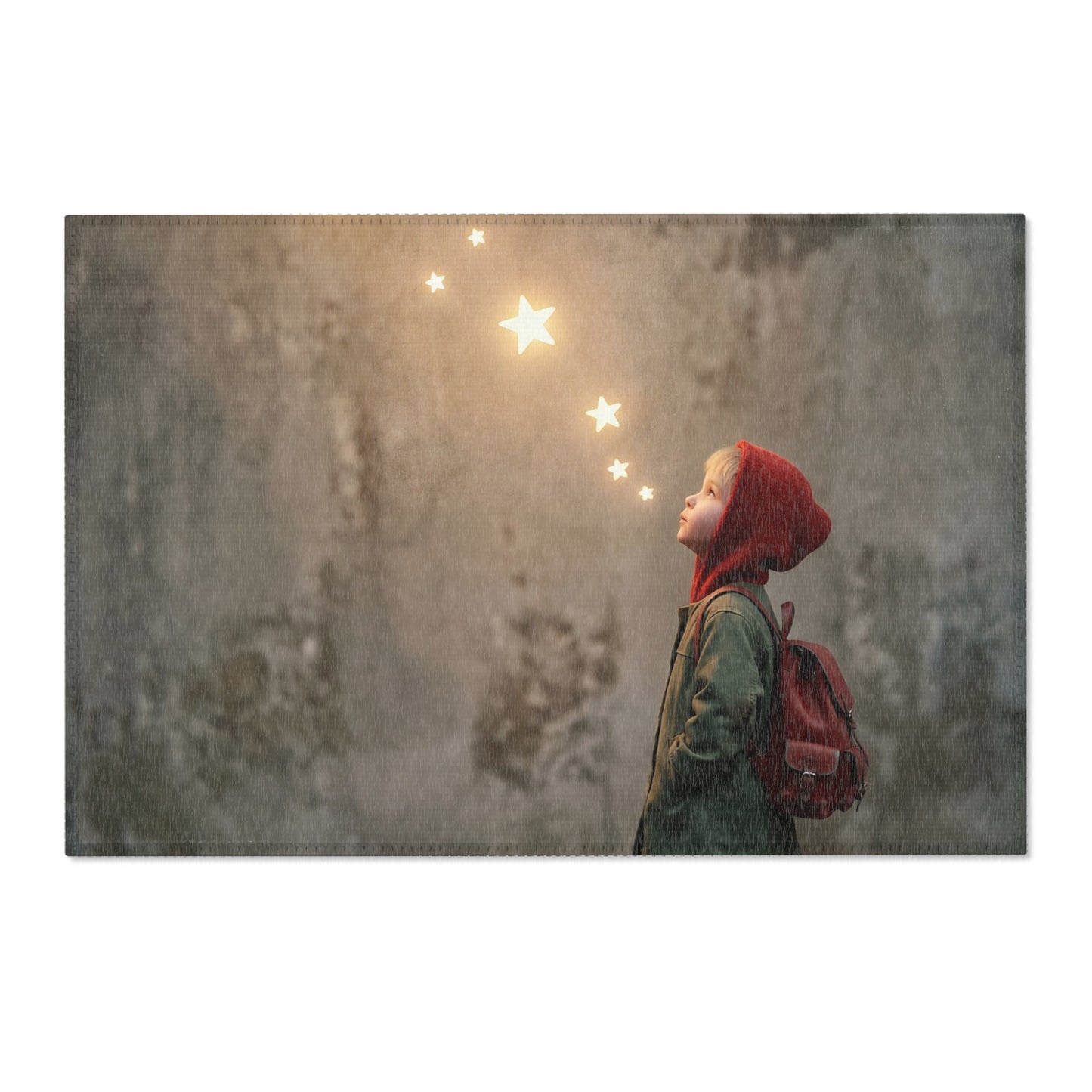 Child With Starfall Area Rugs – Warm Glow Against Urban Stone