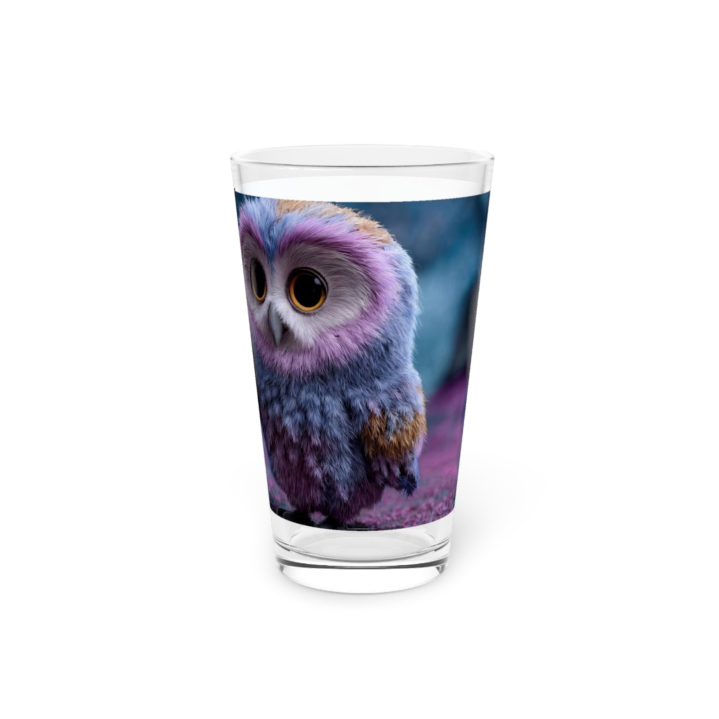 Velvet Owl with Heart Pint Glass, 16oz – Midnight Whimsy for Your Favorite Drink