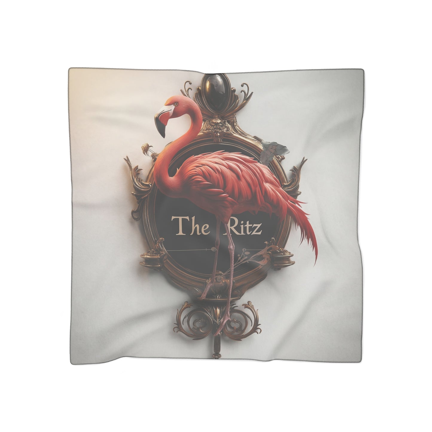Flamingo at The Ritz Poly Scarf – Velvet Elegance in Art Deco Bronze