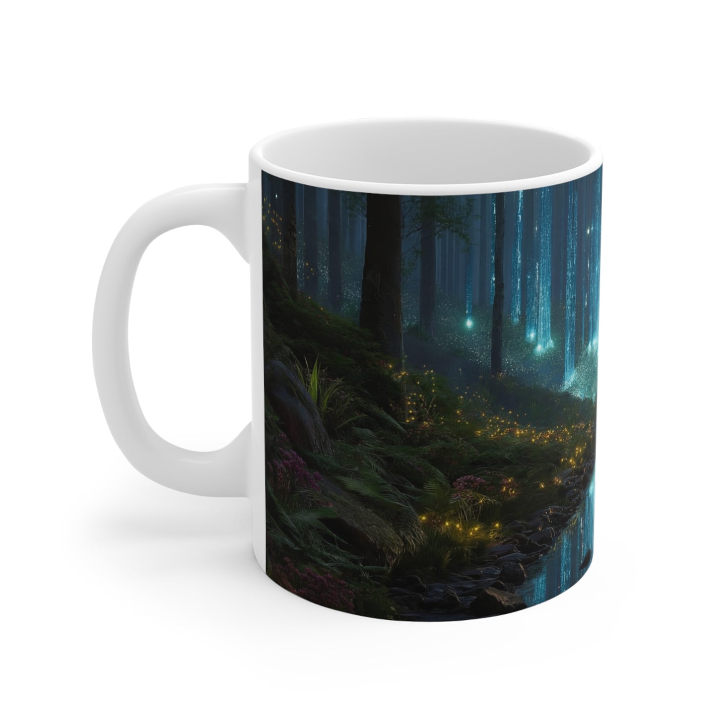 Celestial Forest Stream Ceramic Mugs (11oz\15oz\20oz) – Whispering Light in the Mist