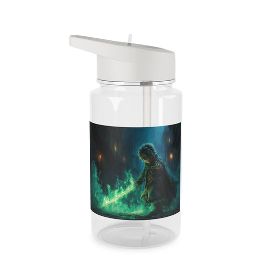 Steampunk Elf Sentinel Tritan Water Bottle – Emerald Flame Guardian