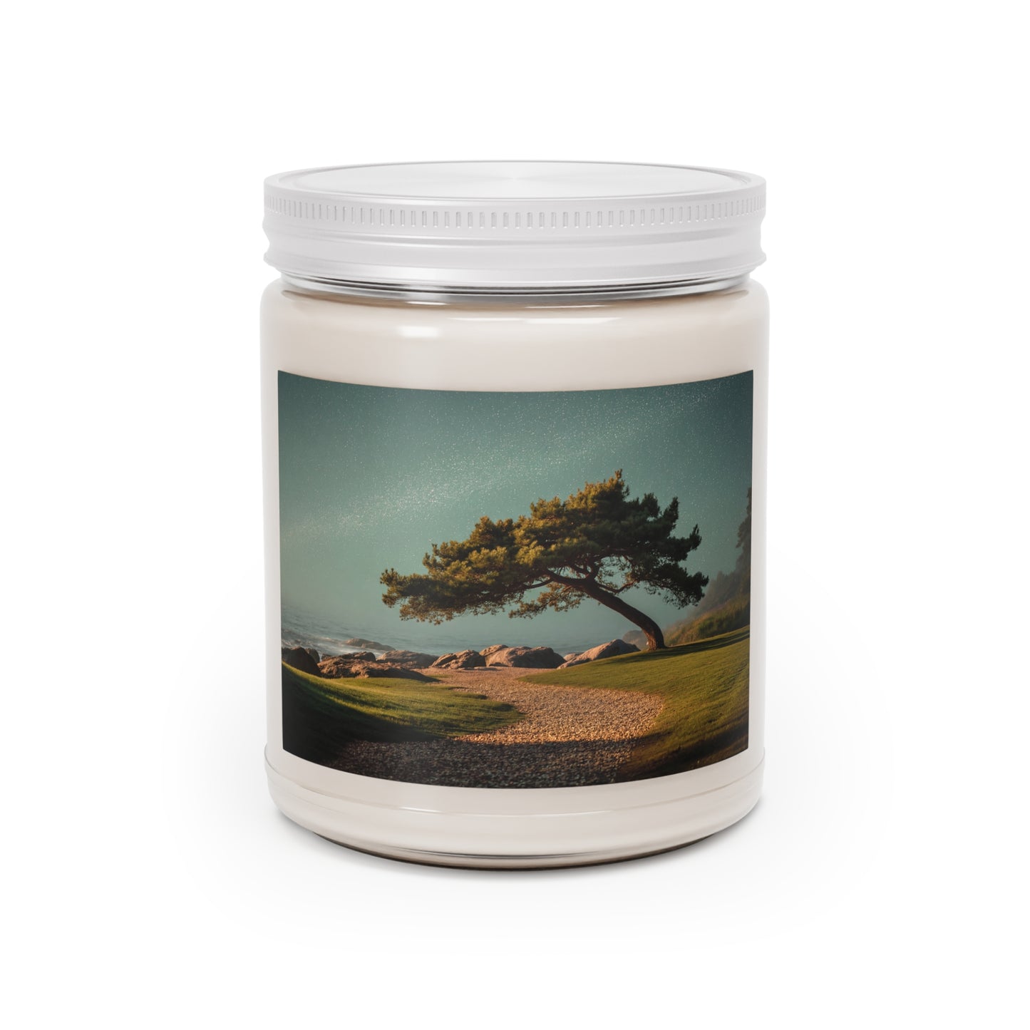 Starlit Sentinel Scented Soy Candles with White Lid, 9oz – Coastline Twilight Sanctuary