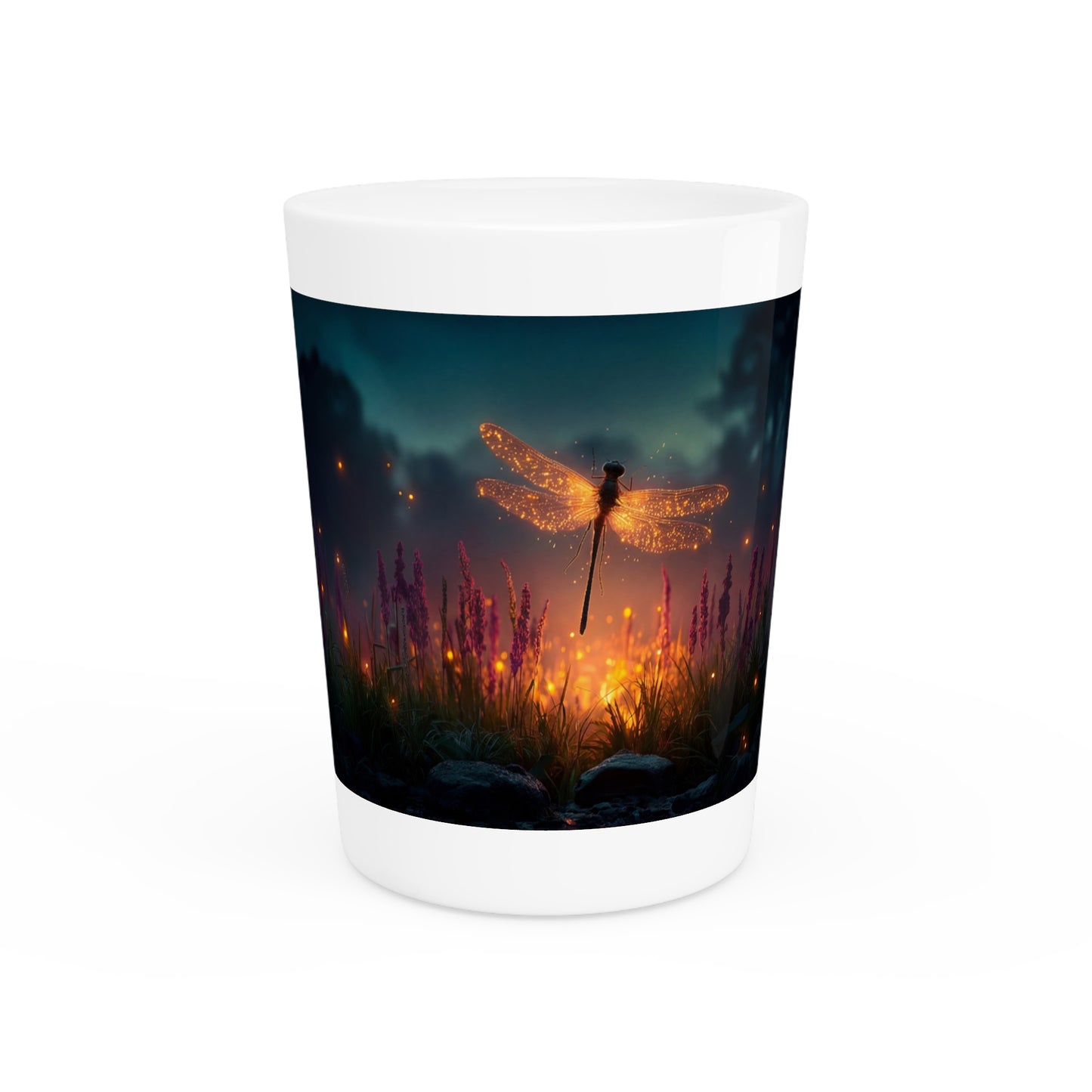 Glowing Dragonfly Shot Glass – Twilight Meadow Luminescence