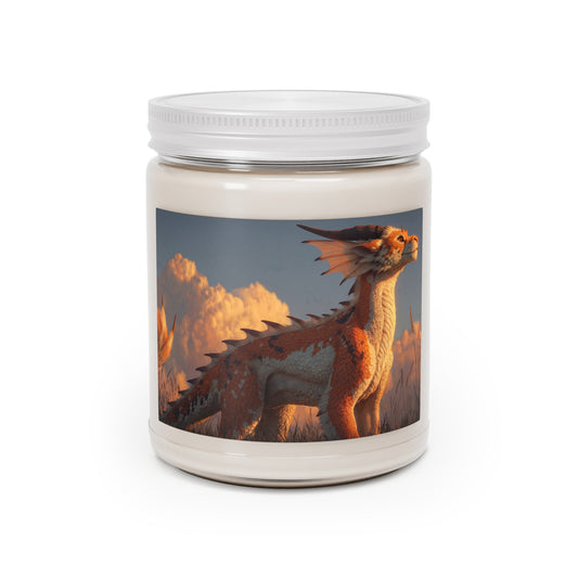Sunset Dragon Scented Soy Candles with White Lid, 9oz – Amber Glow Guardian