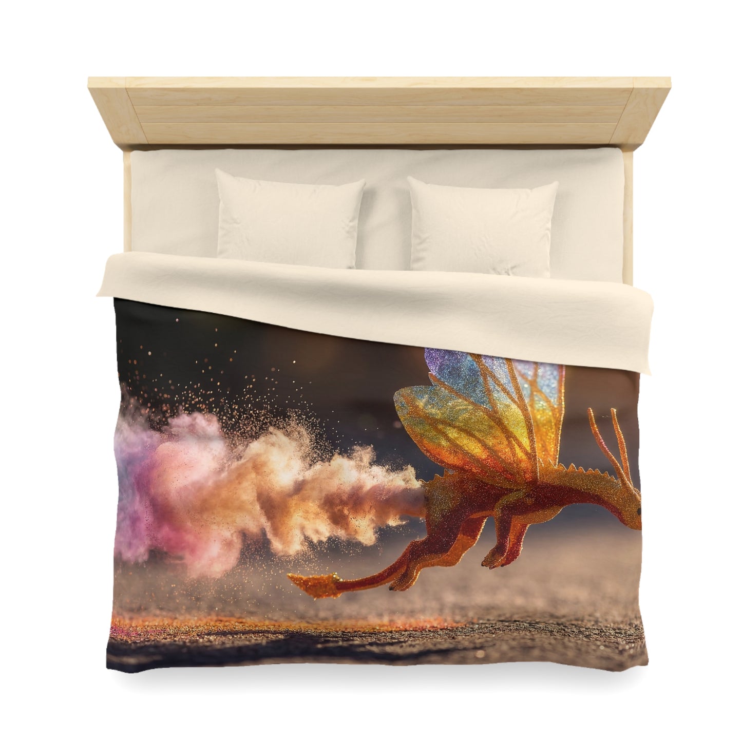 Glitter Dragon Microfiber Duvet Cover – Sunset Powder Trail Dreamscape