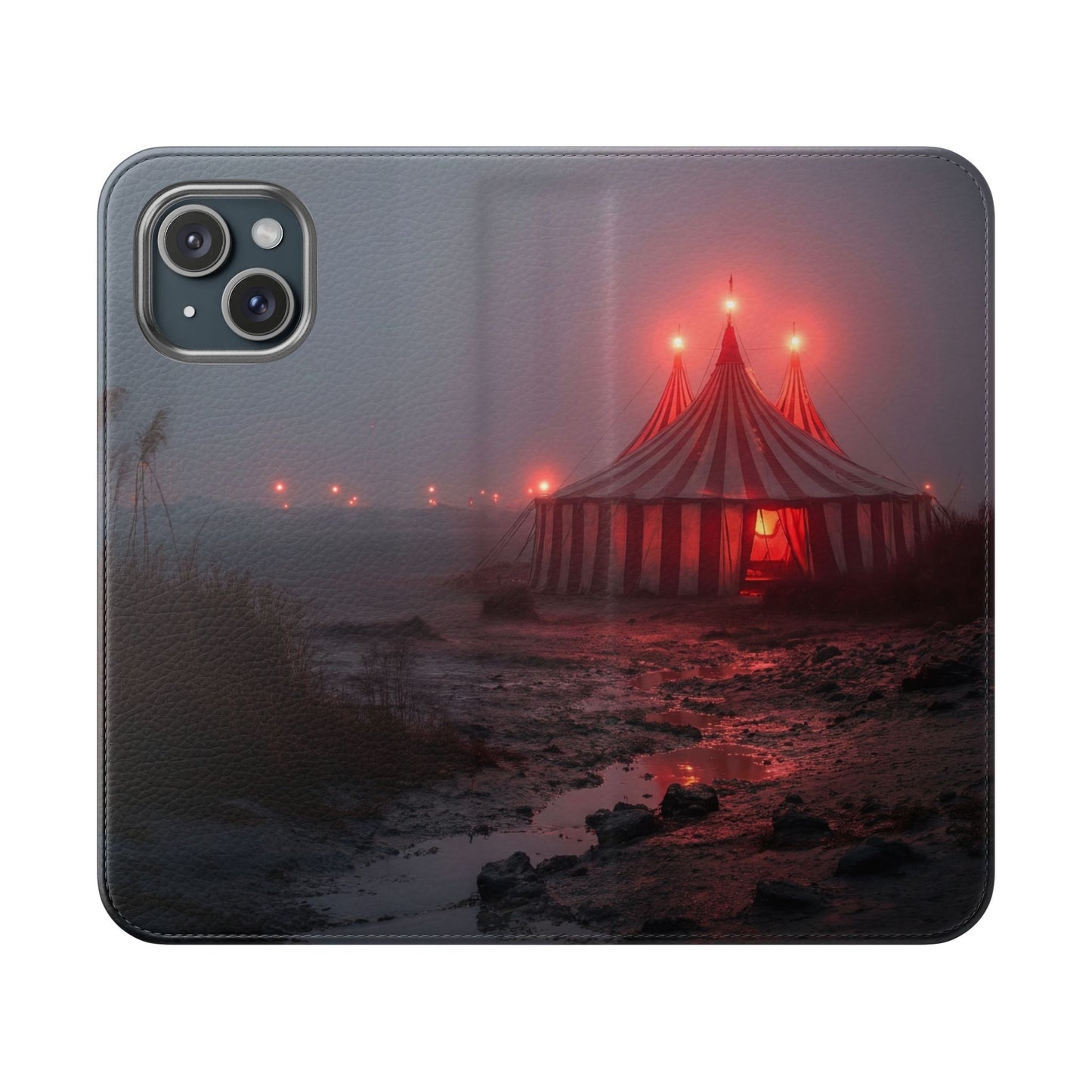 Crimson Circus Tent Flip Cases – Misty Coastside Lantern Scene