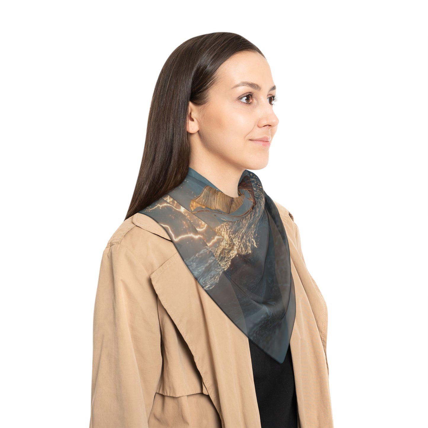 Storm-Sailed Ship in Bottle Poly Scarf – Captured Gale on a Glass Sea