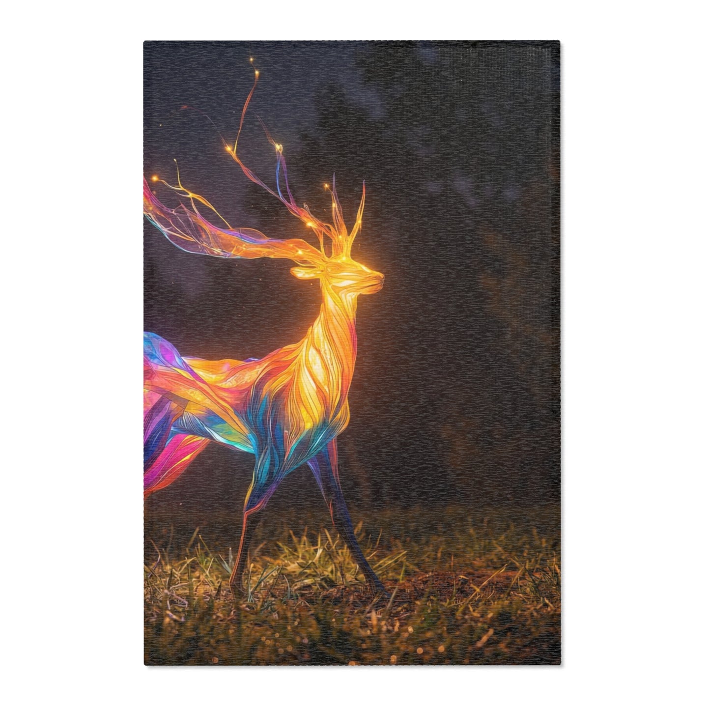 Chromatic Stag Area Rug – Luminous Forest Glade at Dusk