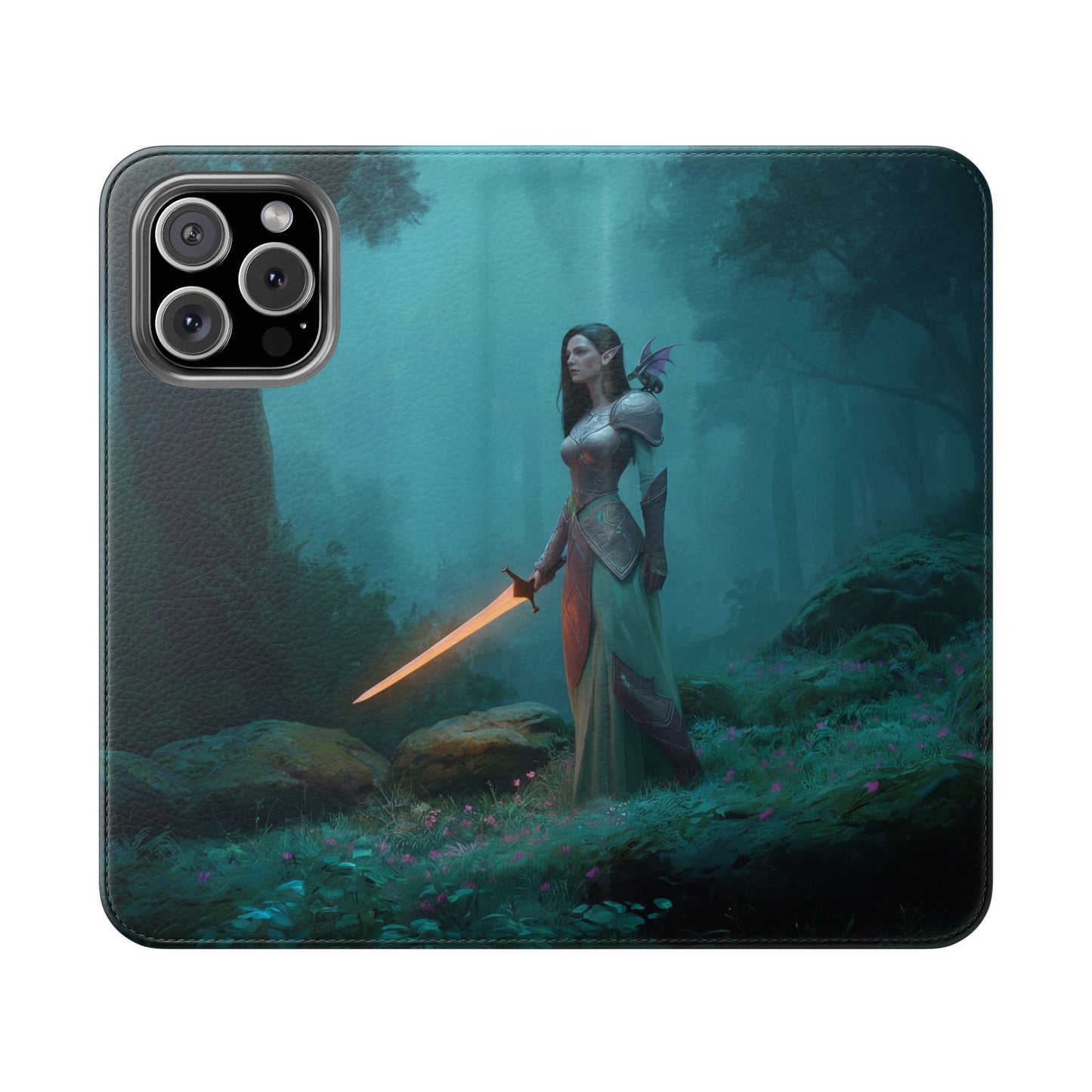 Forest Guardian Flip Cases – Elven Sentinel with Glowing Blade