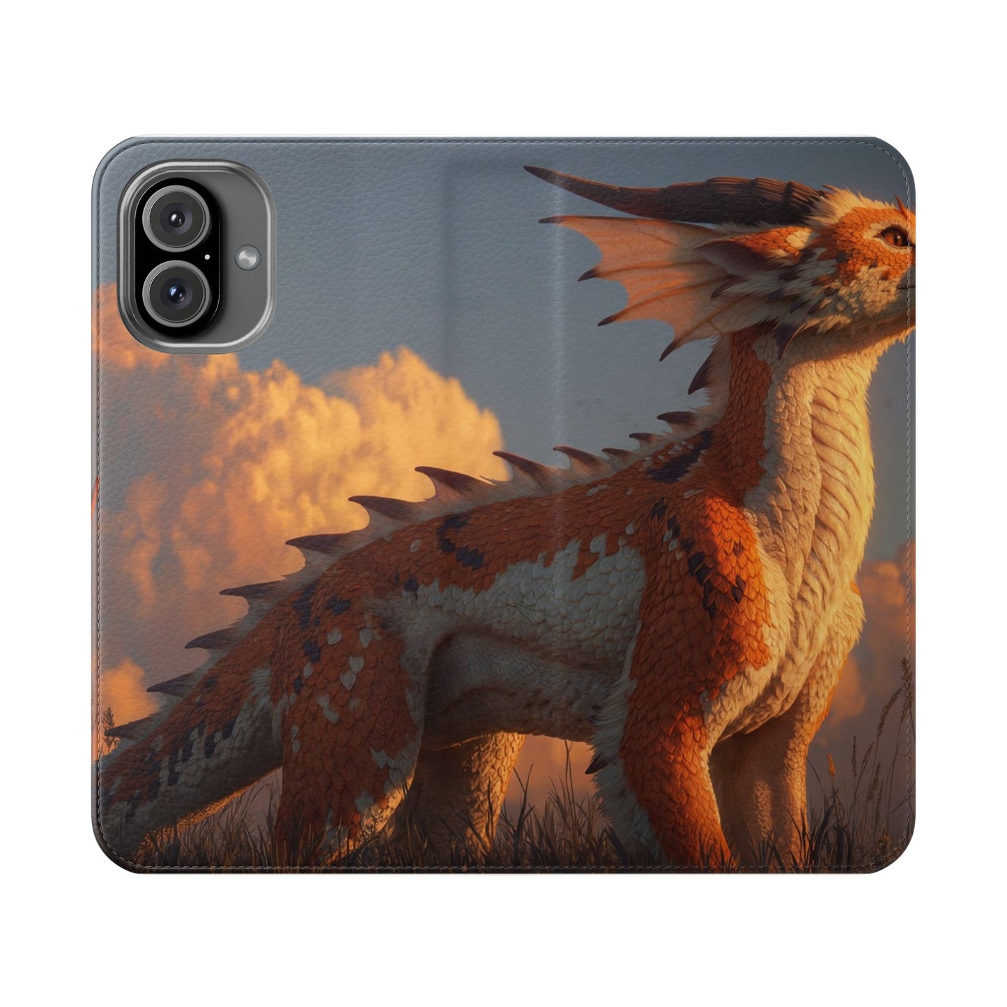 Gilded Dragon Flip Cases – Amber Sunset Guardian