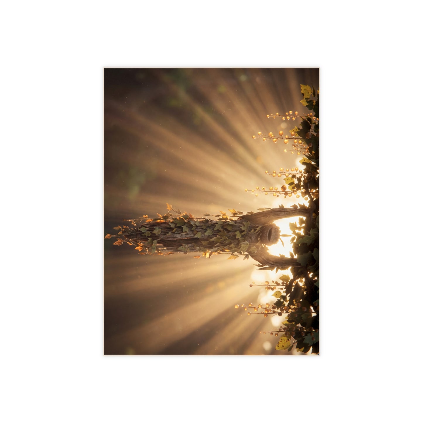 Sunbeam Tree Spirit Ceramic Photo Tile – Golden Hour Guardian