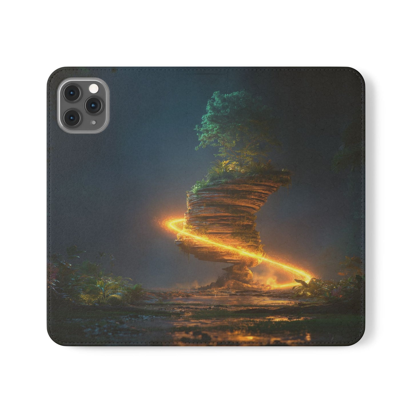 Luminous Floating Island Flip Cases – Amber Twilight Sanctuary