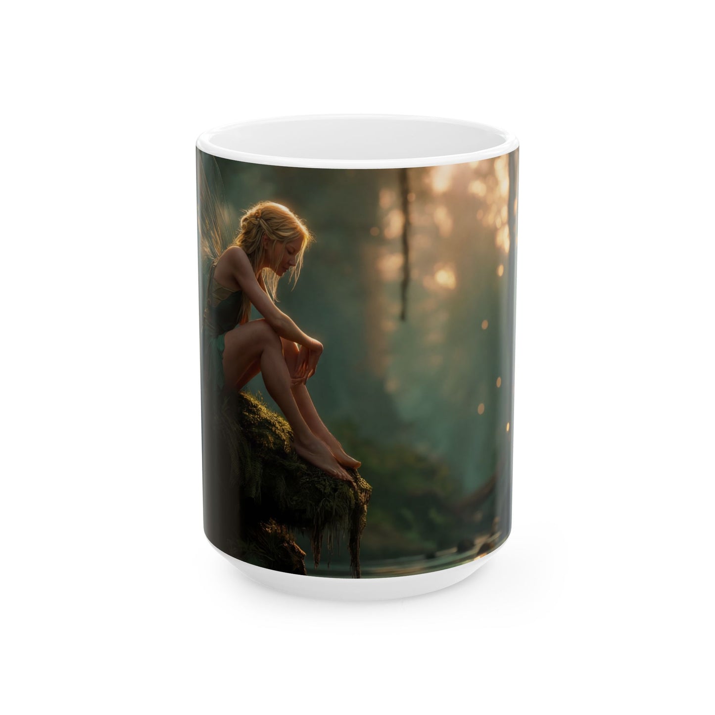 Forest Faerie by the Stream Ceramic Mug – Golden Hour Reverie