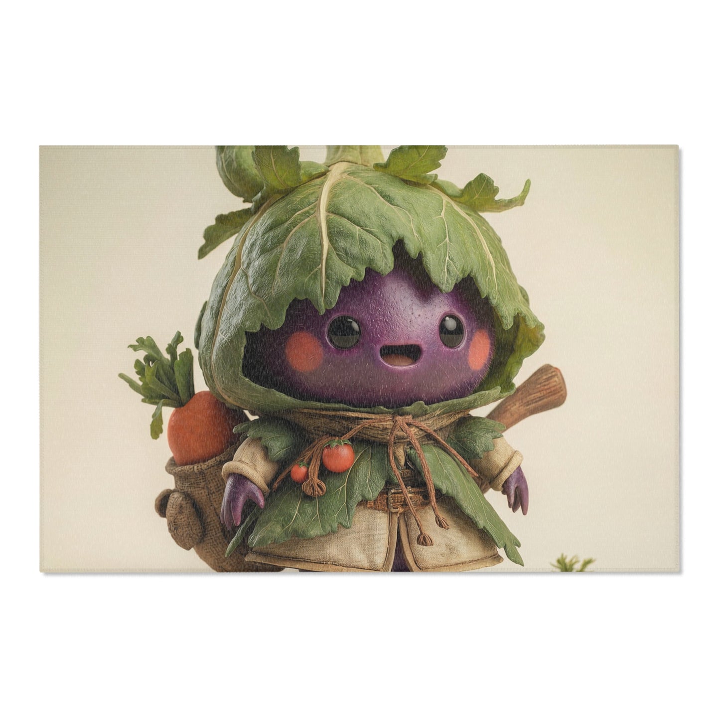 Purple Eggplant Guardian Area Rug – Leafy Harvest Adventure