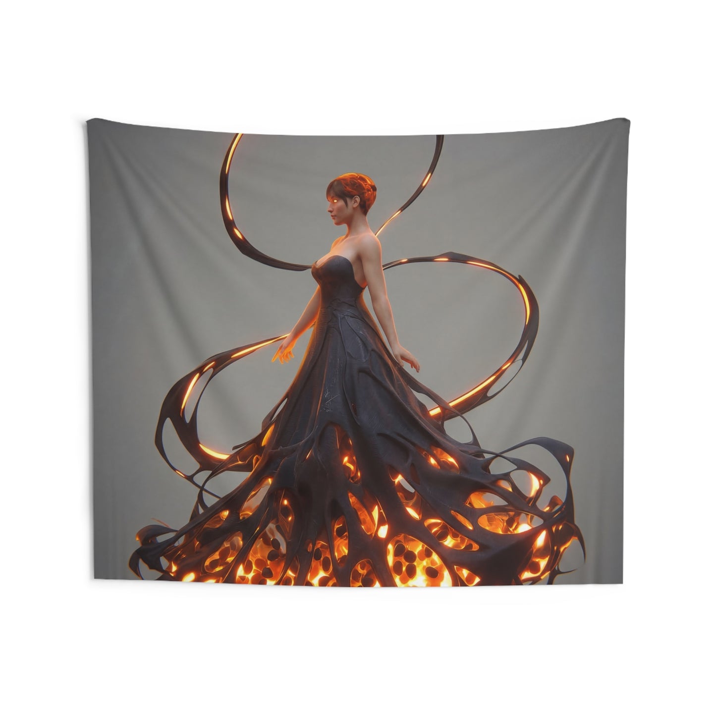 Luminescent Veil Woman Indoor Wall Tapestries – Floating Aura Dreamscape