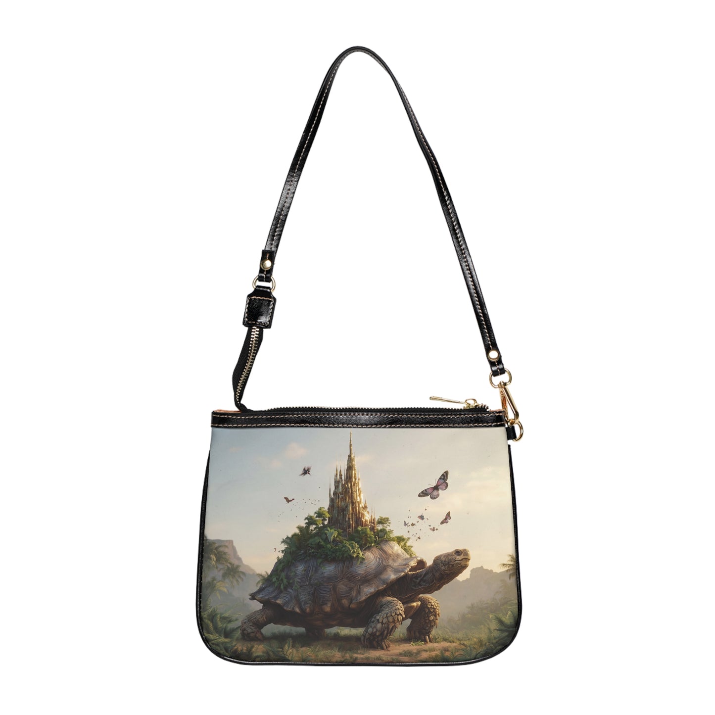 Castle-Sailing Tortoise Shoulder Bag – Sunset Realm of Whispers