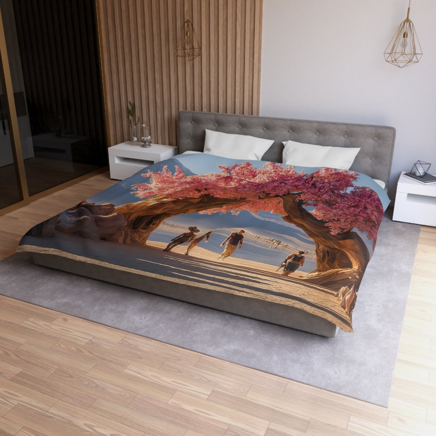 Pink Blossom Archway Duvet Cover – Desert Bloom Sanctuary